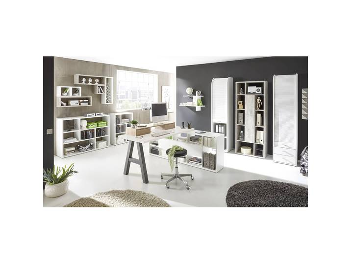 Retour de bureau l 140cm Blanc/Anthracite/Blanc