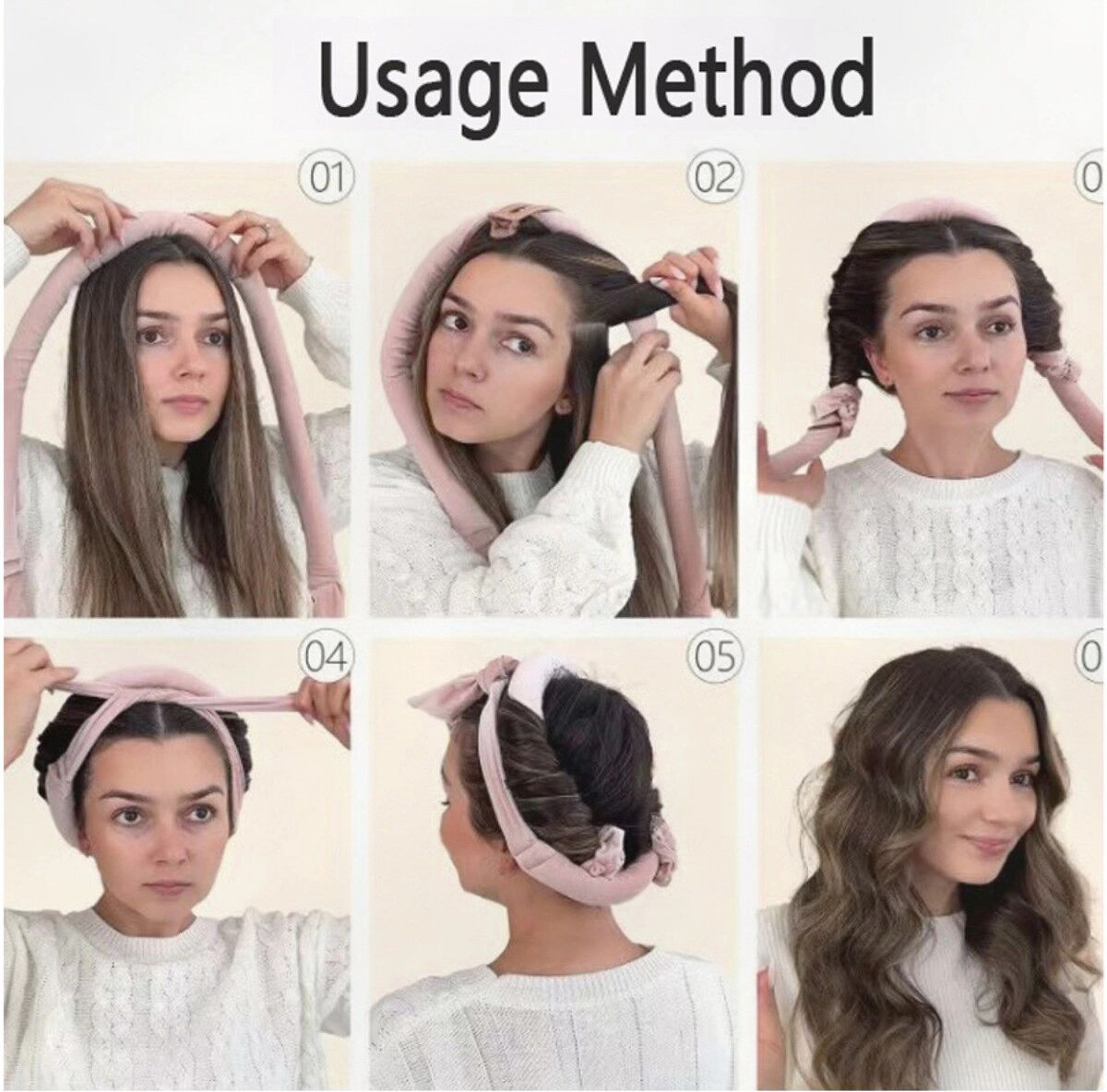 INF Hitzefreie Satin Haarröllchen 6er-Set — Weiche Schaumstoff-Overnight-Wickler für natürliche voluminöse Wellen Schwarz
