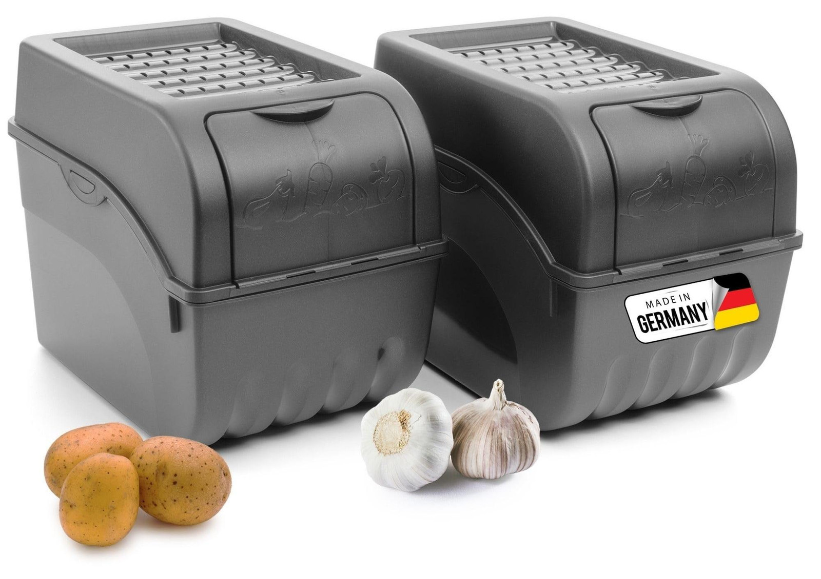 Solidchoice Set van 2 Aardappelopbergdozen, 9 Liter, Anthraciet