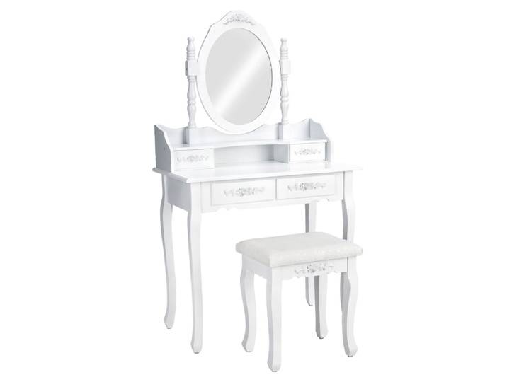 Coiffeuse able de maquillage bois miroir pivotable blanc