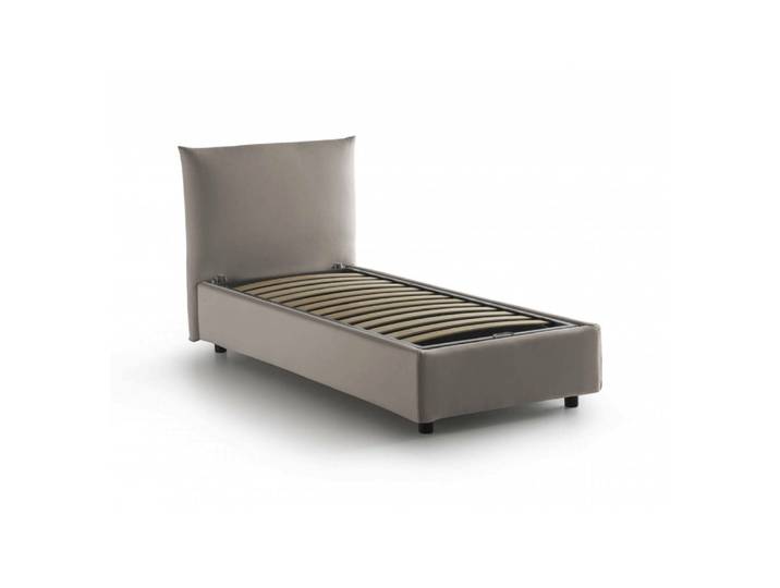 Lit simple en tissu tourterelle 80x190 cm