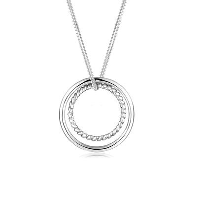 Lange Kette ELLI "Halskette Kreis 925 Sterling Silber Bicolor" Gr. 80, silber, Halsketten, Damen, ohne Stein, Silber 925 (Sterlingsilber)