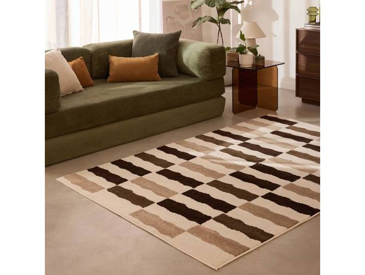 Tapis Salon - Nazar Rugs - Santal - Poils Court - Rayures - Beige - 150x220 cm