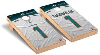 Skip's Garage Miami Dolpins NFL Cornhole Board Set - Tua Tagovailoa 1 NFLPA Version
