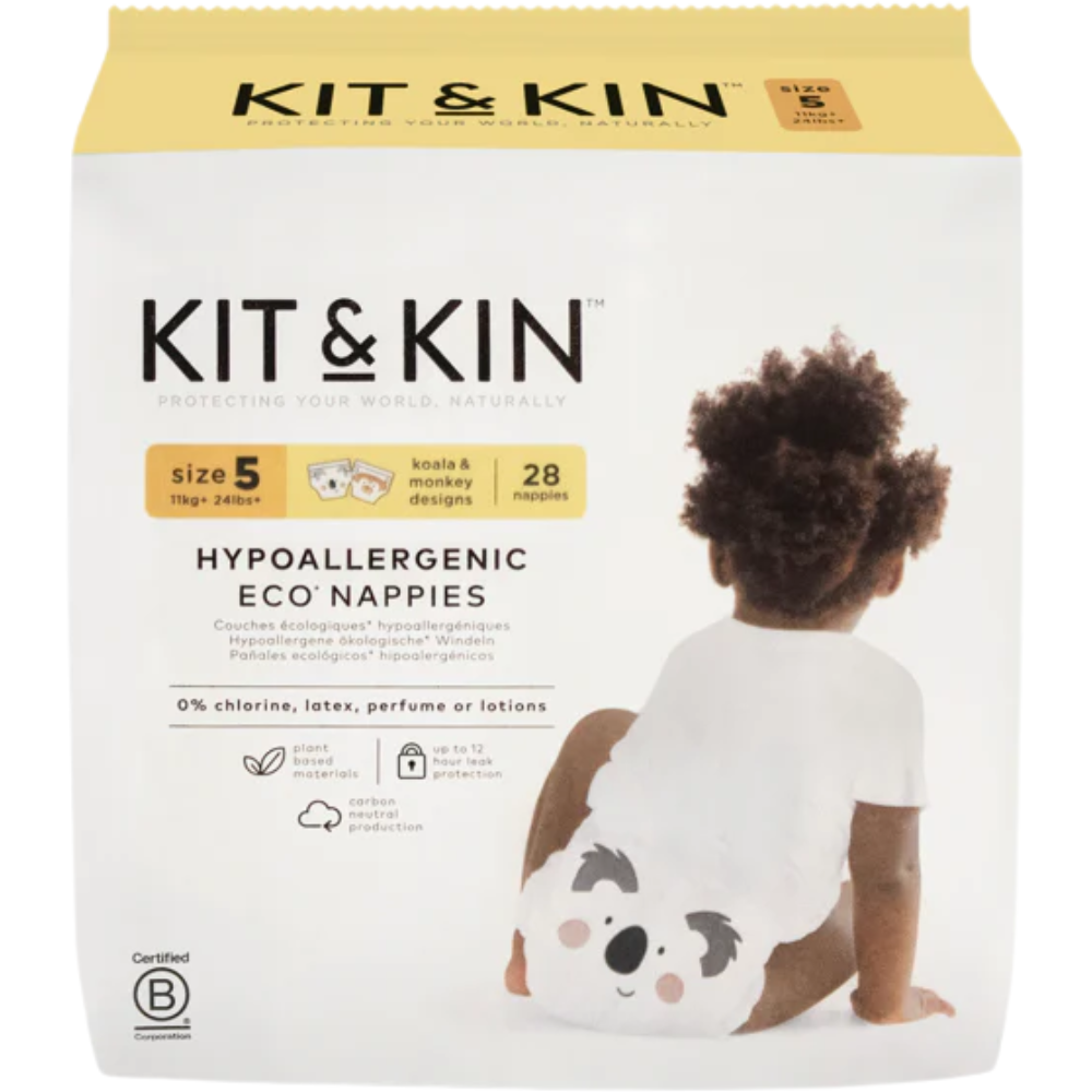 Kit & Kin Hypoallergenic Disposable Eco Nappies 28&nbsp;un. 11+ kg