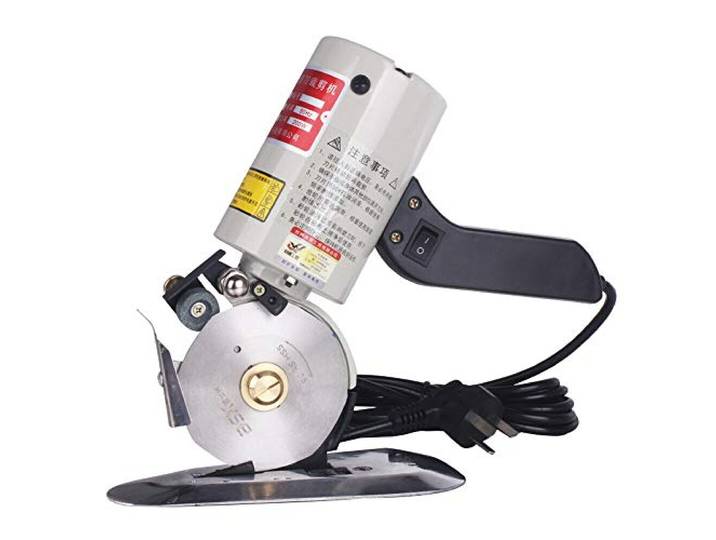 Fayelong Elektrische Stoffschneider Stoffschneidemaschine Multifunktions Tragbarer Rundes Messer Klingen Durchmesser 90mm, 30mm Schneidkapazität Mit Schärfvorrichtung, 200W