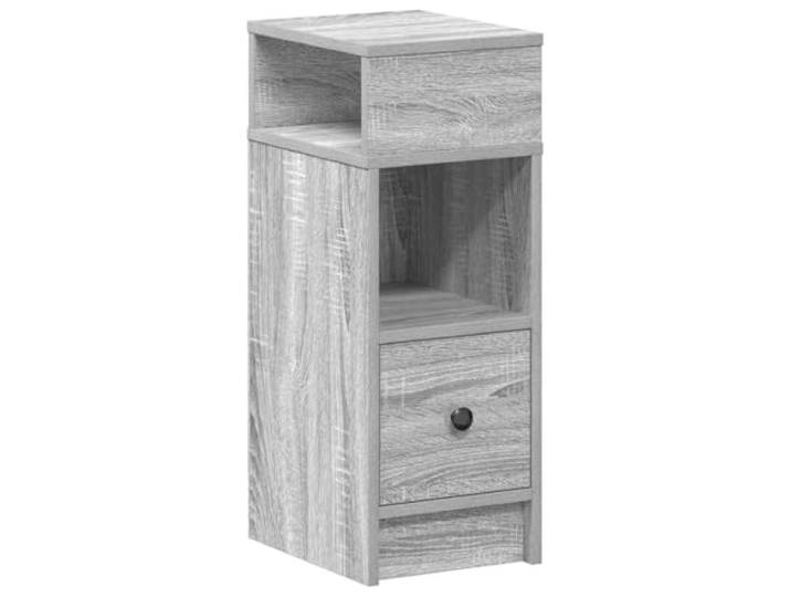 KUPTYERFG Nachttisch mit Schublade Beistelltisch Grau Sonoma 25x31x66 cm Kompakter Nachtschrank fürs Schlafzimmer mit Schublade und zwei offenen Fächern für Bücher und persönliche Gegenstände.