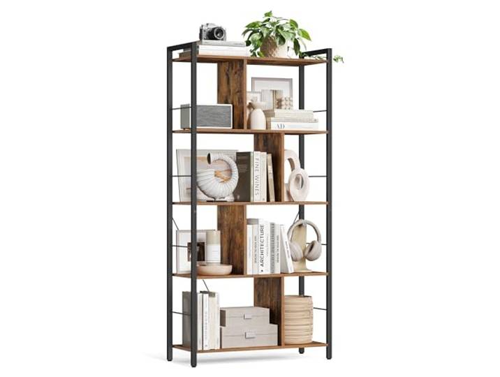 VASAGLE Bücherregal mit 5 Ebenen, offene Fächer, Industrie-Design