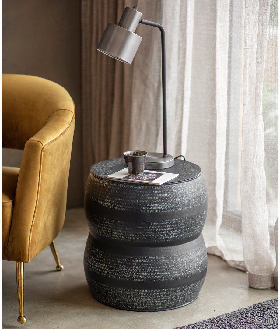 World Menagerie Harrelson Drum End Table Charcoal 48cm H X 45cm W X 45cm D