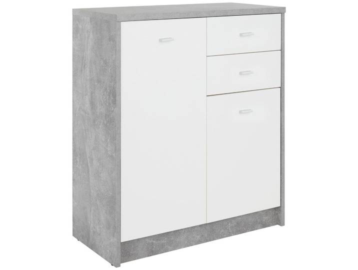 Kommode B 74cm 4-You New, Beton Optik/Weiß