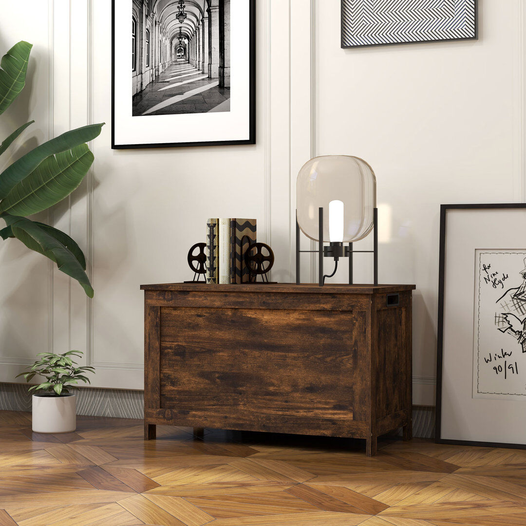 Alpen Home Storage Storage Chest with 2 Safety Hinges, 76 x 40 x 48 cm Rustic Brown 48cm H X 76cm W X 40cm D