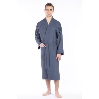 Unisex-Bademantel FRAMSOHN FROTTIER "leger geschnitten, hergestellt in Österreich" Gr. L, grau (anthrazit), L:120cm, Waffelpiqué, Hausmäntel, Unisex Waffelpiqué