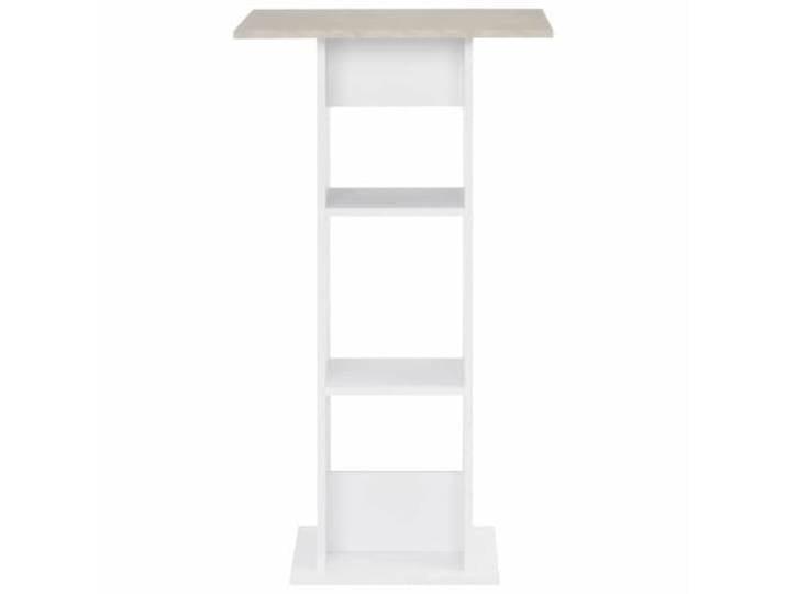 HBBMGYD Bartisch, Weiß und Beton, 60 x 60 x 110 cm, aus technischem Holz Schlichtes Design, Steh- oder Esstisch, Lagerregale, einfache Montage, Ingenieurholz