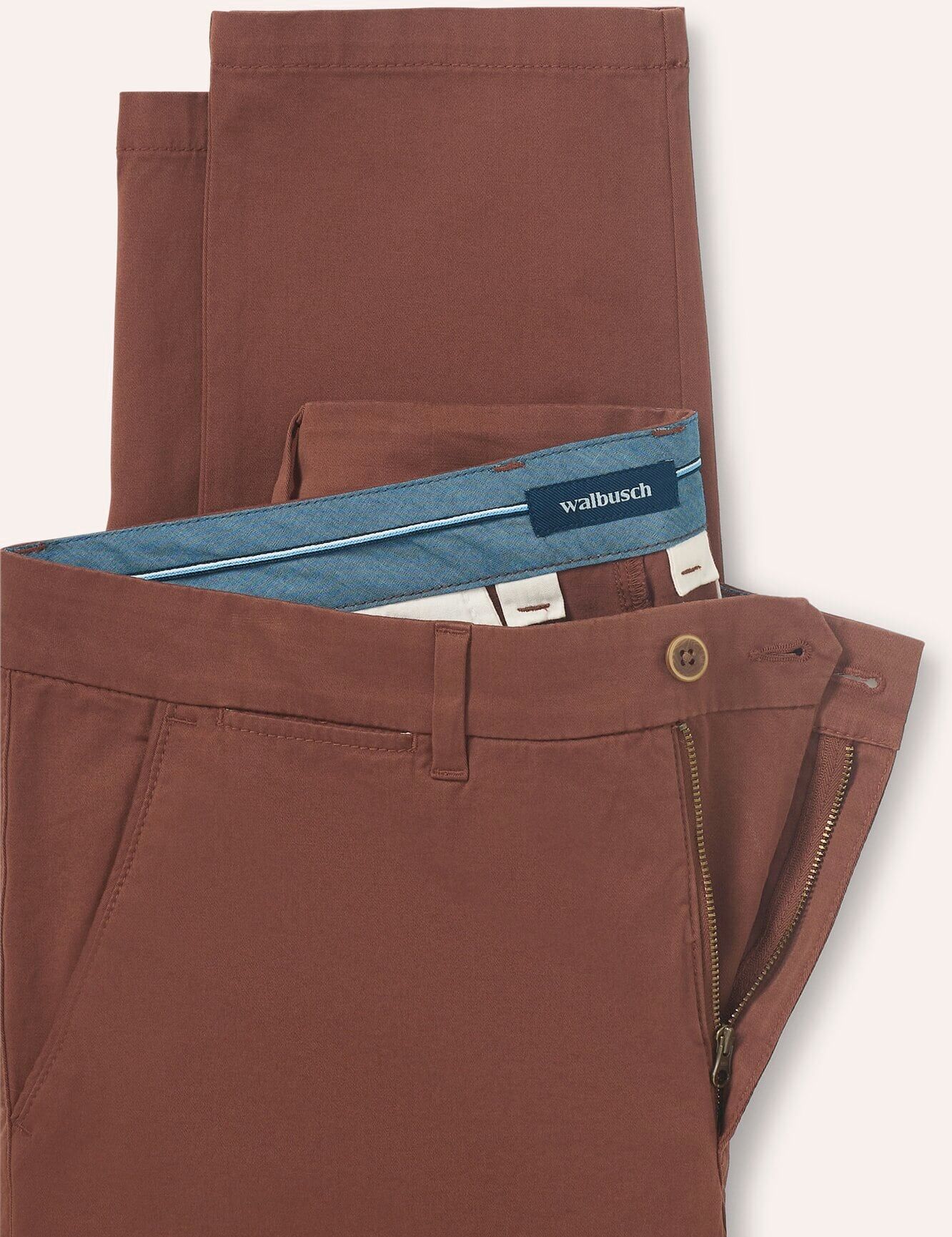 Walbusch Elastische Chino aus Baumwolle, Modern Fit#normale Größen#schlanke Größen#untersetzte Größen, Farbe Braun, 62, Premium-Ausstattung in vielen Größen Herren