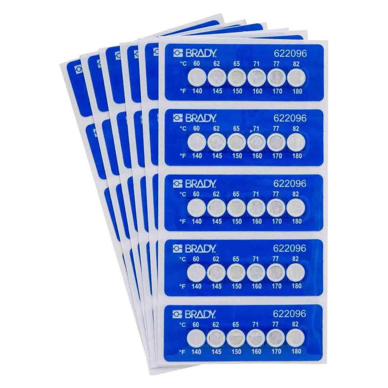 Brady TIL-6-60C/140F, B-7511, Irreversible, temperaturanzeigende Etiketten, Polyester, Weiss auf Bl (TIL-6-60C/140F)