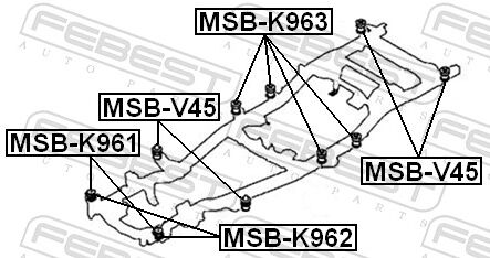 Febest Lagerung, Fahrzeugrahmen Msb-K961 Vorne Für Mitsubishi