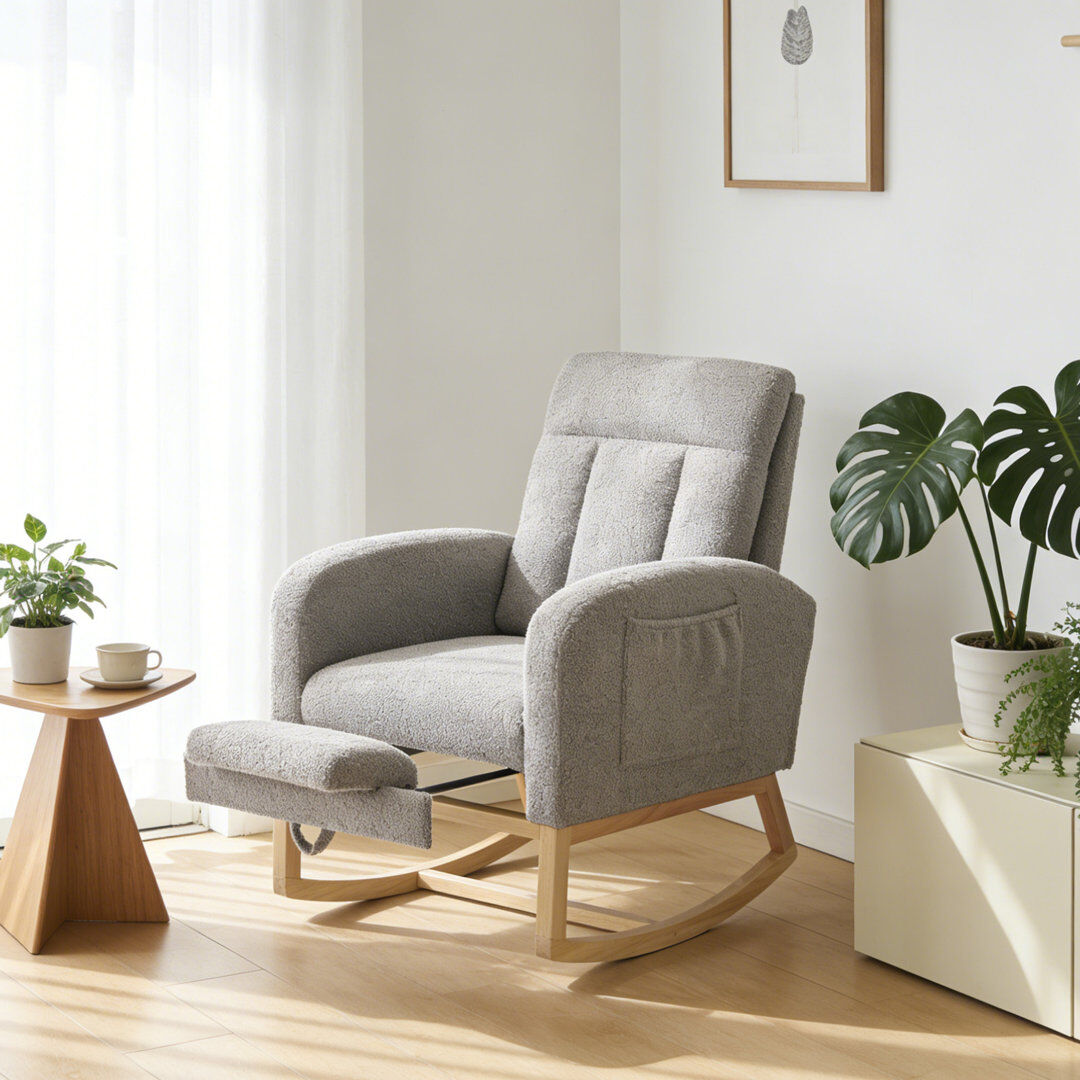 Brayden Studio Solid Wood Rocking Chair Grey 102cm H X 66cm W X 93cm D
