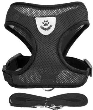Uplift Essentials Breathable Mesh Adjustable Pet Harness & Leash Set black s