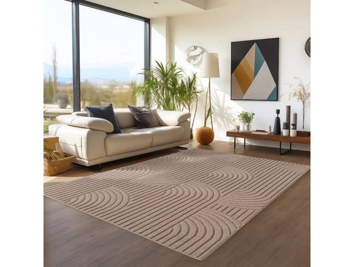Teppium Tapis moderne salon bouclé bohème scandinave beige 240 x 340 cm doux résistant facile entretien chambre salon moderne