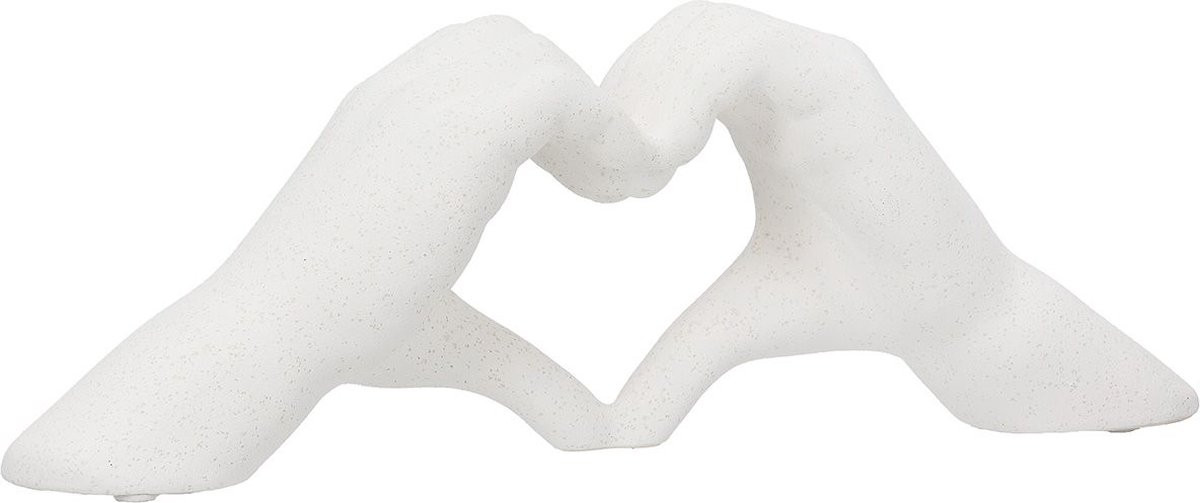 Gilde Handwerk Heart Sign Hands Sculptuur - Mat crème met spikkels - Keramiek