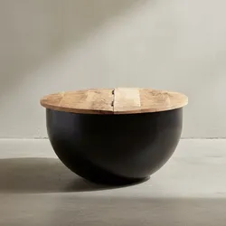 KADIMA DESIGN Industrial Couchtisch mit Metallkörper & Mango Holzplatte, Aufklappbare Stauraumoption