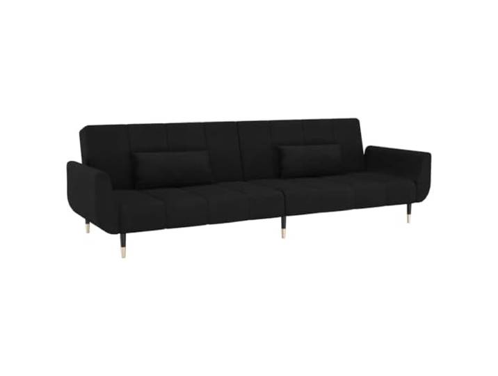 vidaXL Schlafsofa 2-Sitzer, Sofa Couch mit Schlaffunktion, Sofabett Gästebett mit 2 Kissen, Schlafcouch Bettsofa Wohnzimmer, Modern, Schwarz Samt