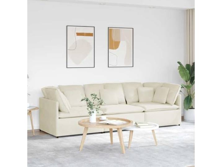 HEFZGDB Modulares Sofa mit Kissen Samt Cream – Elegantes Polstermöbel für Wohnbereich, Weiche Sitzmöbel mit Samtbezug und Atmungsaktivität, Stabiler Metallrahmen, Robuste