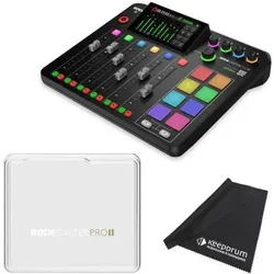 RØDE Rodecaster Pro II mit RodeCover 2 mit Tuch (Studio- und Livemixer), Mischpult, Transparent