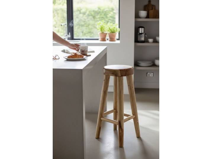 FaHome Barhocker Barhocker aus Massivholz – handgefertigter Holzhocker, Massivholz