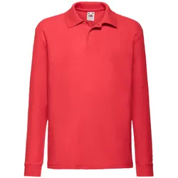 KIDS 65/35 LONG SLEEVE POLO  | Langarm Kinder Poloshirt für Jungen & Mädchen, Pflegeleicht, Bequem, Langarm, rot, 152