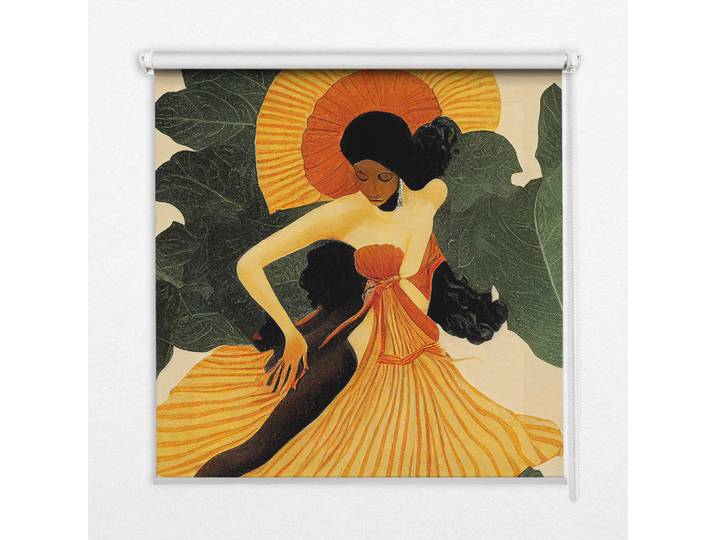 Tulup Innenrollo - Fensterrollo - Rollo - 140x140 cm - Tänzer, Gelb, Kunststoff, Quadratisch, 140x140x0.5 cm, Heimtextilien, Vorhänge, Rollos