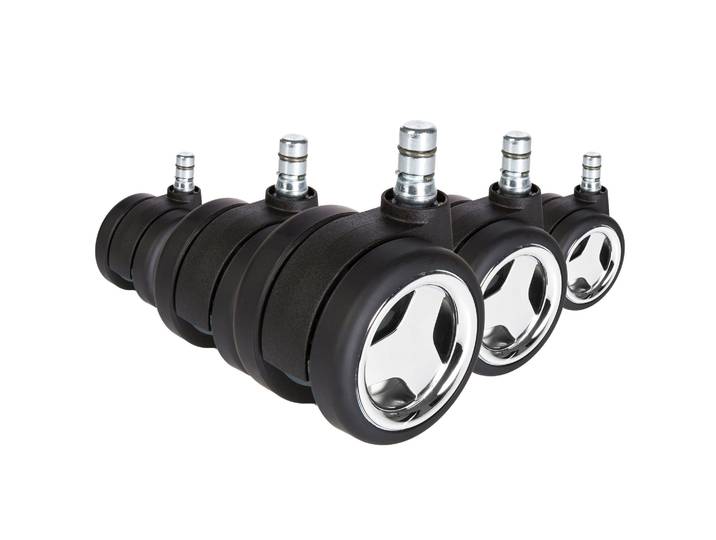 5x Roulettes Pour Sols Durs Rolo Game No-noise 11mm / 60 Mm (lot De 5) Hjh Office