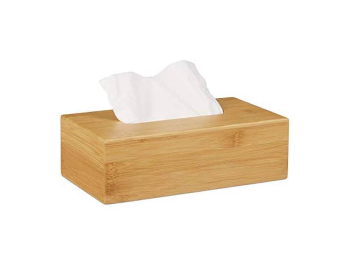 Relaxdays Boîte à mouchoirs Bambou\, HLP: 8\,5 x 27\,5 x 15\,5 cm\, Distributeur de cosmétiques et lingettes\, Naturelle