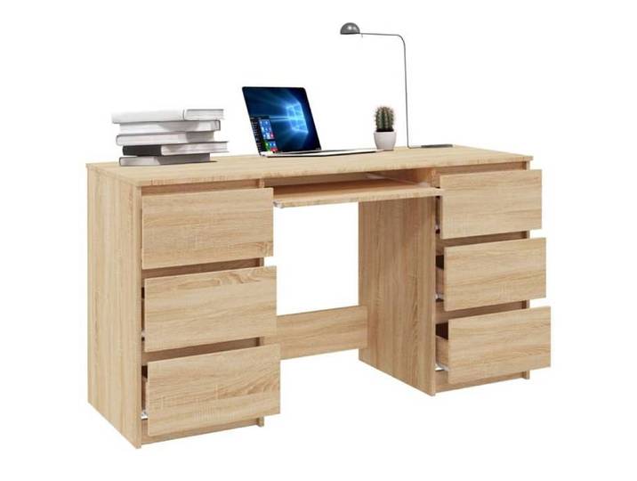 Bureau Informatique - CLOUD - Chêne sonoma - 140x50x77 cm - Bois d'ingénierie LL32635