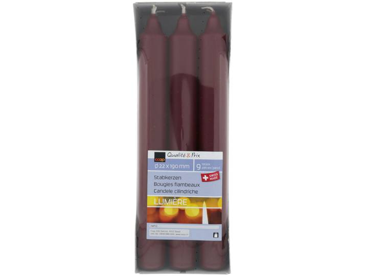 Inhouse Stabkerzen dunkelrot 2.2x19cm 9 Stück