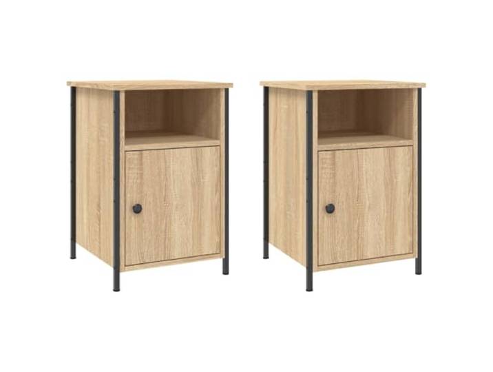 fsahslih Nachttisch 2er Set Sonoma-Eiche 40x42x60cm Beistelltisch Elegantes 2er Set Beistellschränke fürs Schlafzimmer mit verstellbaren Füßen und stabilem Metallgestell.