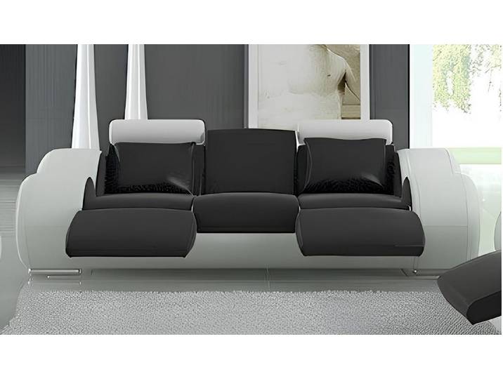 Xlmoebel 3-Sitzer Ledersofa im modernen Design mit großzügigen Sitzflächen, 3-Sitzer, Hergestellt in Europa