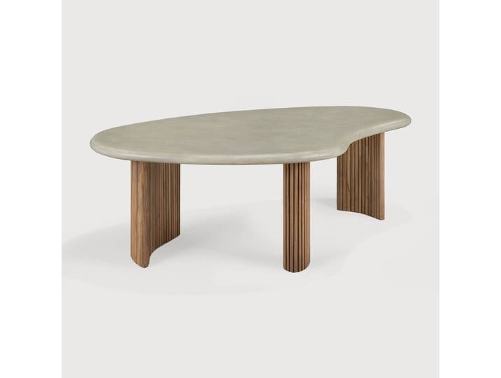 Ethnicraft Boomerang Couchtisch Outdoor Beton/Teak Light Grey