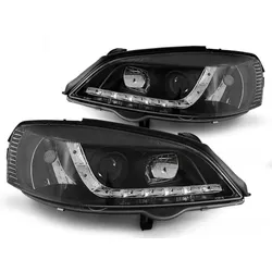 LED Tagfahrlicht Design Scheinwerfer passend für Opel Astra G 98-04 schwarz