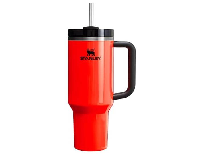 Stanley Quencher H2.0 FlowState vakuumisolierter Becher aus Edelstahl mit Deckel und Trinkhalm, für Wasser, Eistee oder Kaffee, Smoothie und mehr, Schwimmbadblau, 1,18 l