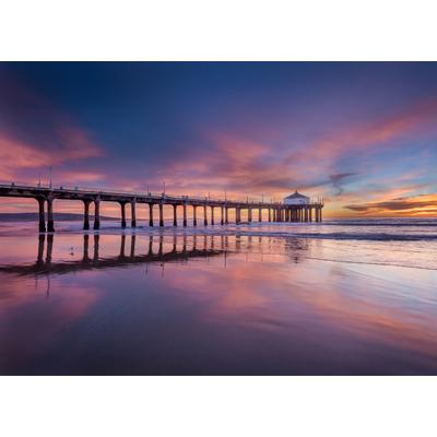 Fototapete PAPERMOON "Pier at Sunset", bunt, B:4m L:2,6m, Vlies, Tapeten