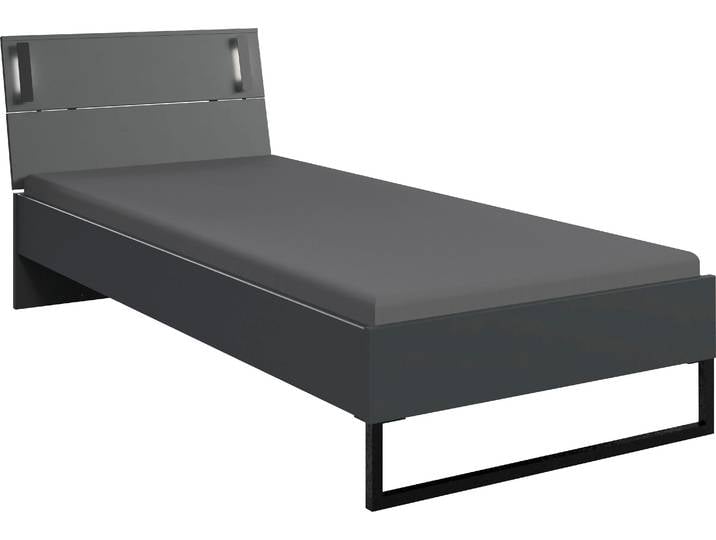 Futonbett, Spanplatte, Grafit/Schwarz, 98×210 cm, Mit LED Beleuchtung, WIMEX