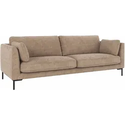 Sofa Corwin 3-Sitzer aus Stoff, klassisch, Bezug Robin Graubeige, Metallfüße, für 3 Personen