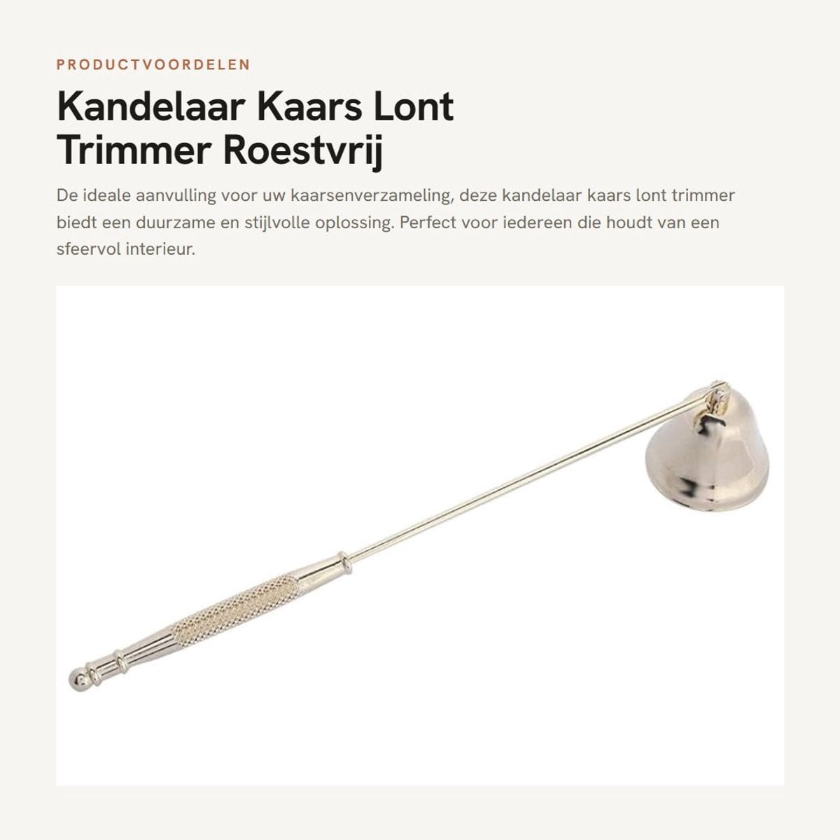 Dailygoods Kandelaar Kaars Lont Trimmer - Roestvrij Staal - Klokvormig met Lange Greep