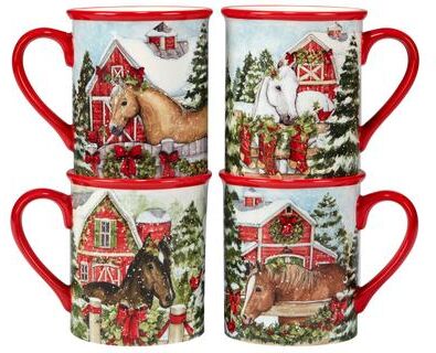 Certified International Homestead Christmas 16 oz. Mugs, Set of 4