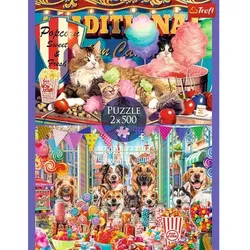 Trefl: Freunde mit 4 Pfoten Puzzle 2 in 1 - 500 Teile