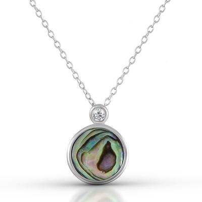 Collierkettchen VIVANCE "925 Silber rhodiniert Abalone Zirkonia", weiß, Halsketten, Damen, 45cm, Silber 925 (Sterlingsilber), L: 45 B: 11,5mm, glänzend, B:11,5mm