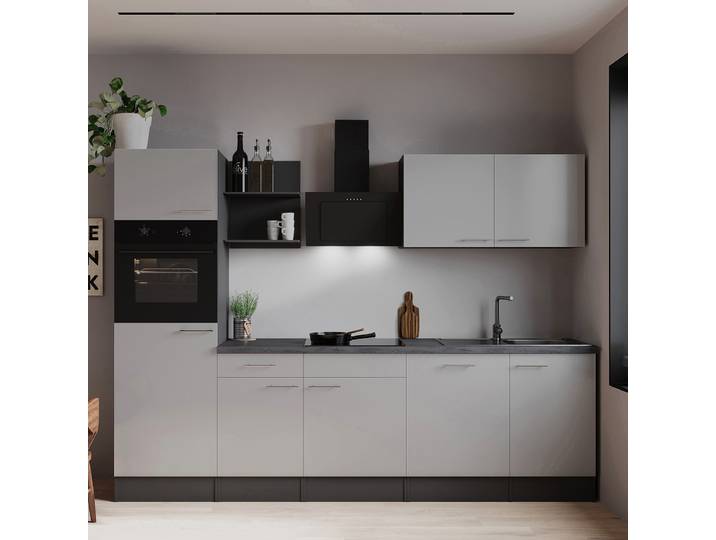 Autarke Küchenzeile Oliver 280 cm 280 x 205 x 60cm Weiß/Weiß ohne Kühlschrank