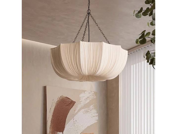 Lustre suspendu en fer japonais 2026, style rétro Wabi Sabi, en tissu, E27, pour salon, salle à manger, chambre à coucher, décoration