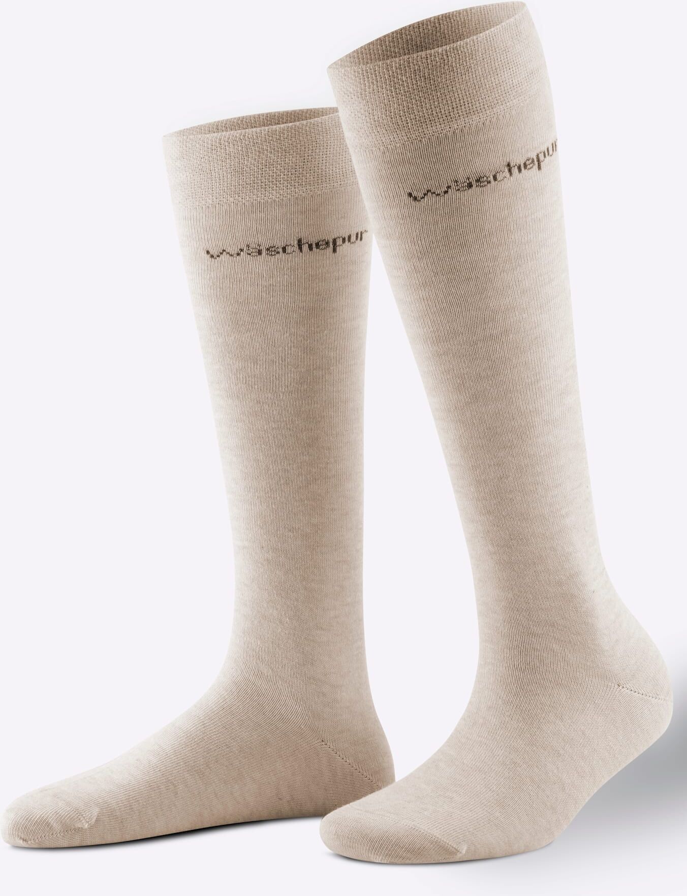 Kniestrümpfe WÄSCHEPUR, Damen, Gr. 3, beige, 78% Baumwolle, 20% Polyamid, 2% Elasthan, Socken Kniestrümpfe beige 3